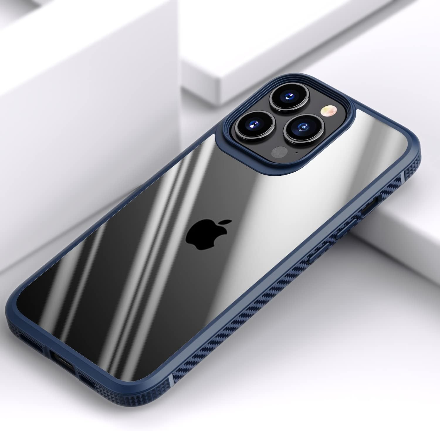 Compatible with Iphone 13 Pro Case - Shockproof Drop Protection Transparent Case Slim Fit Designed for Iphone 13 Pro Phone Case Anti-Fingerprint Anti-Scratch 6.1 Inch(Blue)
